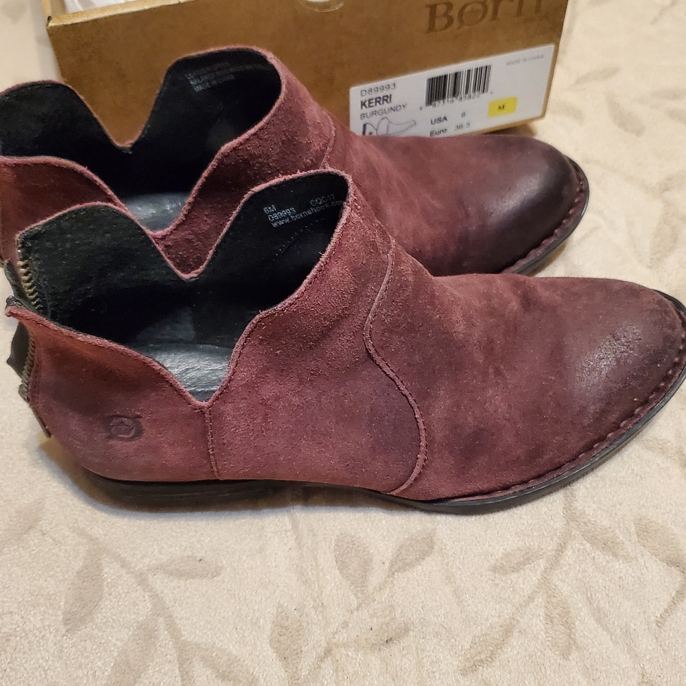 Born Kerri Burgundy Ankle Leather Boot